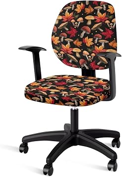 Jeiento Orange Pumpkin and Ghost Swivel Armchair Slipcover Cover Elastic and Breast Office Chair Covers Anti Dust Rotating Boss Chair Covers Decoration for Halloween Party