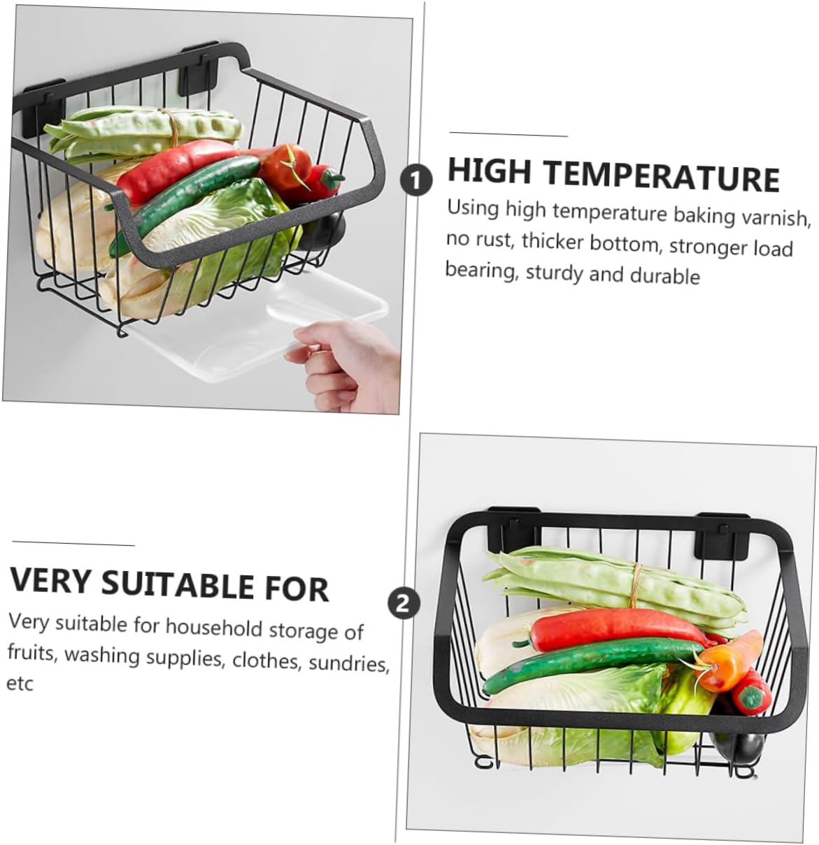 Stainless Steel Hanging Storage Basket Multi-functional Drain Basket for Kitchen Home Design for Fruits Vegetables and Clothes Organization