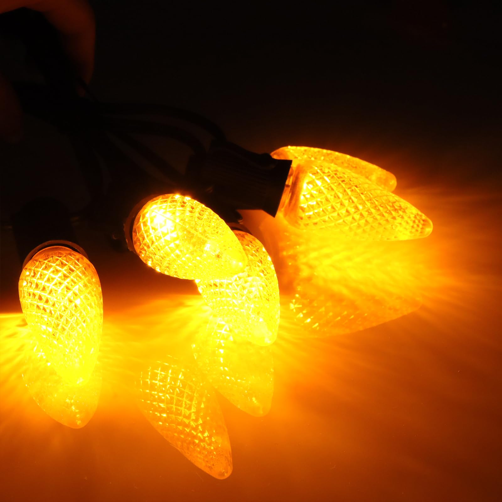 50 bombillas LED C9 de Navidad, bombillas LED C9 con casquillo E17, bombillas de repuesto para cadena de luces al aire libre, color amarillo de grado comercial