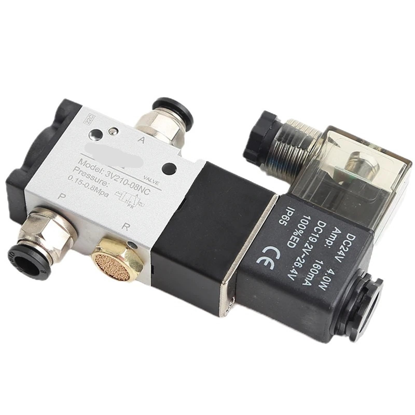 Elettrovalvola pneumatica normalmente chiusa (DC24V AC220V) normalmente aperta con raccordi da 10 mm, 1 pezzo(3V210-08-NC AC220V)