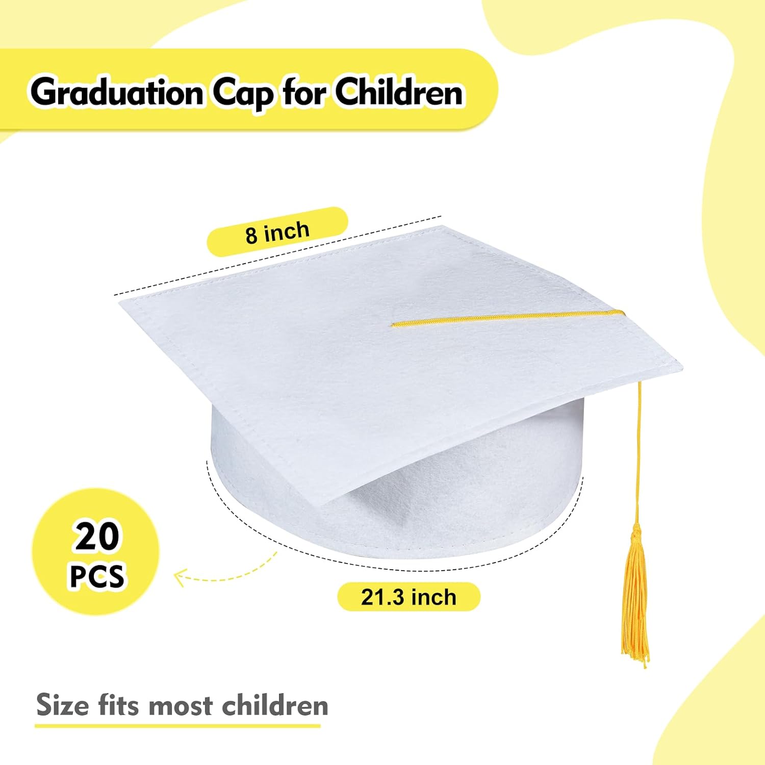 20 Pieces Child Size Graduation Caps Felt Kindergarten Grad Hats for Preschool Graduation