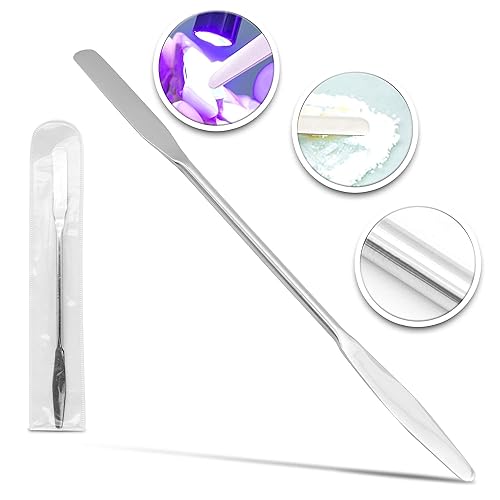 Lab Micro - Espátula de doble extremo, redondaafilada, extremos planos 1.969 in x 0.354 in, 7.0 in de largo, acero inoxidable