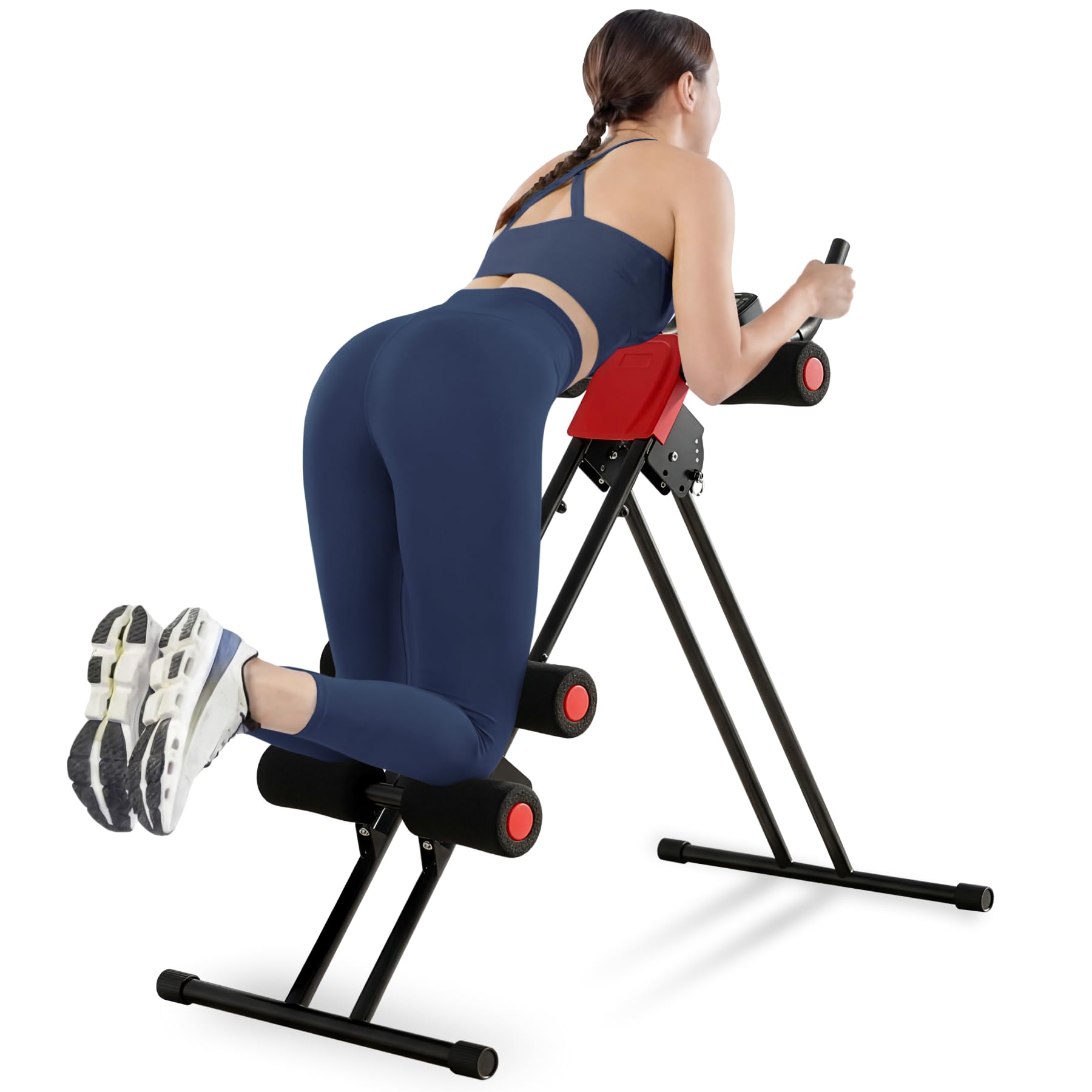 tectake® 5-fach verstellbarer Bauchtrainer Rückentrainer, Bauchmuskeltrainer, AB Trainer mit Trainingscomputer, faltbarer Home Trainer für Sport Zuhause, Krafttraining Zuhause, Home Workout