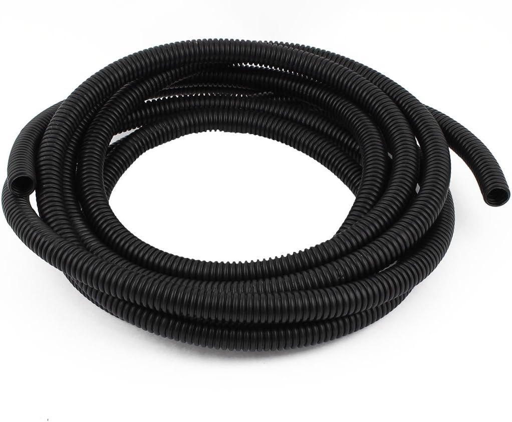 uxcell 5 M 15 x 18 mm Plastic Flexible Corrugated Conduit Tube for Garden,Office Black