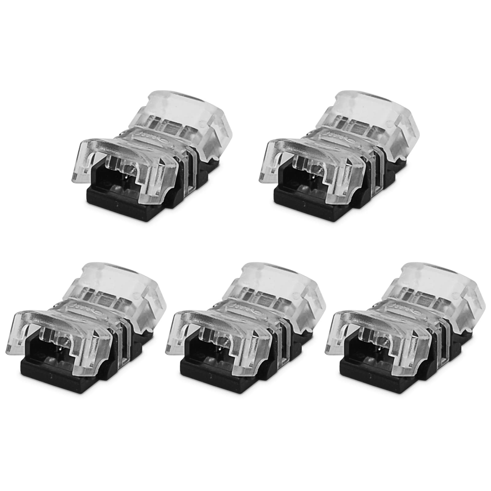 Luxrite 5-Pack 2 Pin LED Strip Light Connector, 8MM Wide Strip to Strip Connection, Single Color SMD 2835 Tape Light Bi-Pin Compatible