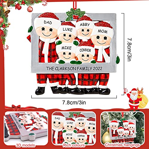 Personalized Christmas Ornament 2022, Christmas Tree Ornament, Frame Personalized Happy Family Made Of Ceramic, Christmas Diy Name Hanging Pendant, Cute Tree Decorations (Family Of 5) #TOP1