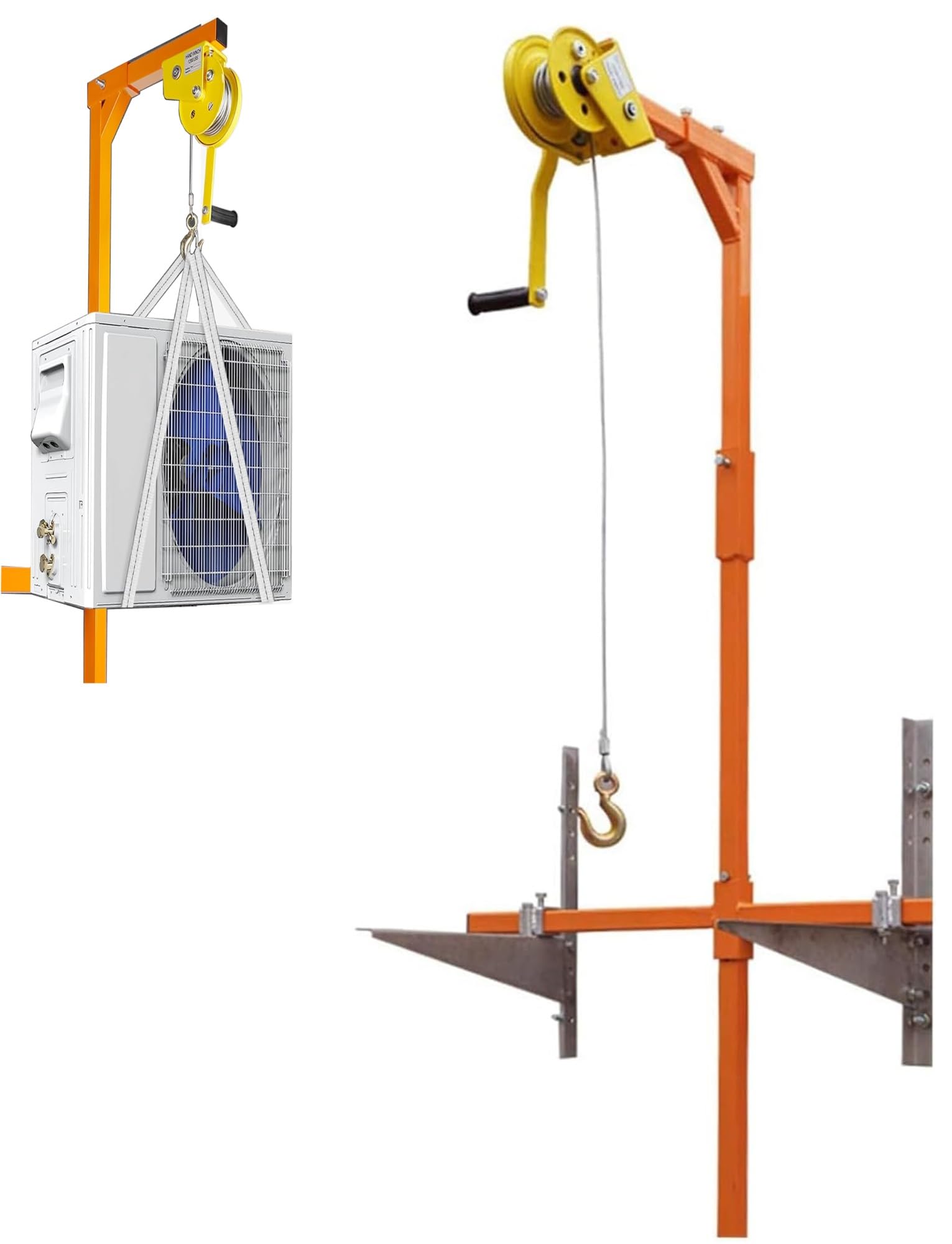 Mshgsku Outdoor Air Conditioner Bracket With Manual Winch Hoist For Secure Installation And Lifting