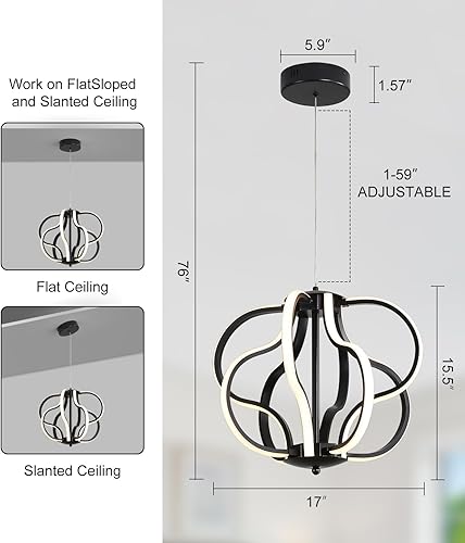 Miniatura 7 de Candelabro LED cromado moderno con control remoto, lámpara LED regulable con 3 temperaturas de color, 8 luces colgantes para comedor, vestíbulo,