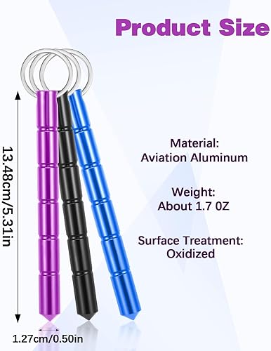 Miniatura 2 de Juego de 3 llaveros de seguridad para mujeres, llaveros de metal portátiles, llaveros de aluminio, llaveros de regalo para mujeres y hombres