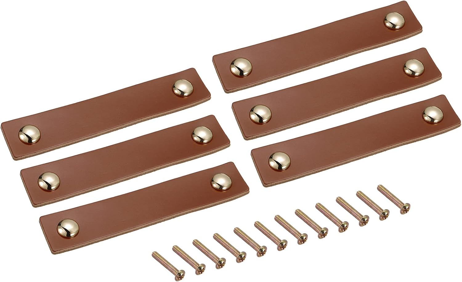 uxcell Leather Drawer Pulls, 5.39" 6Pcs Surface Leather Furniture