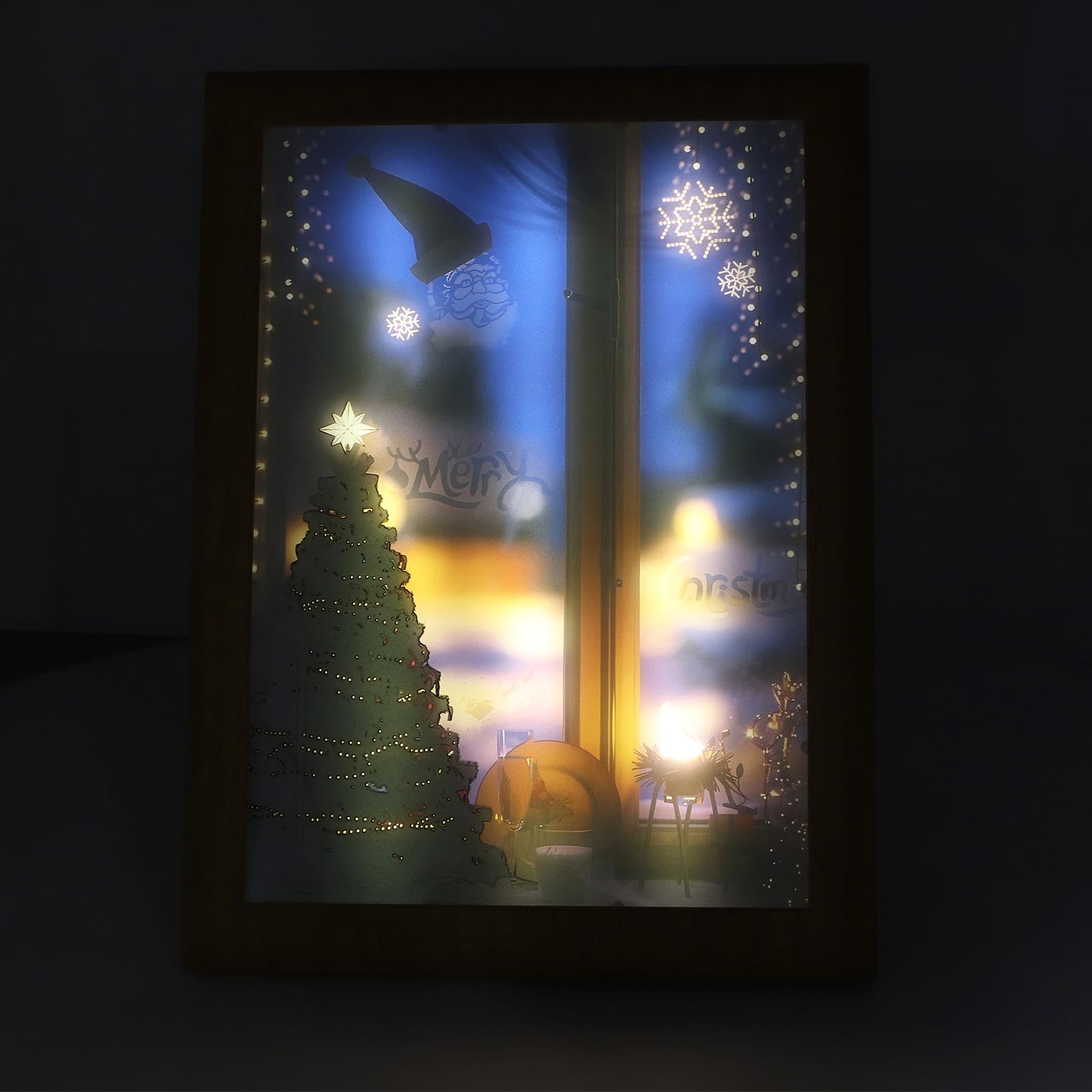 Leuchtendes Gemälde, 3 Farben Leuchtendes Bild aus Holz, LED-beleuchtete Gemälde, Weihnachtliche Beleuchtung, Wandkunst, Nachtlicht-Dekoration Für Zuhause, Schlafzimmer(Weihnachtsbaum)