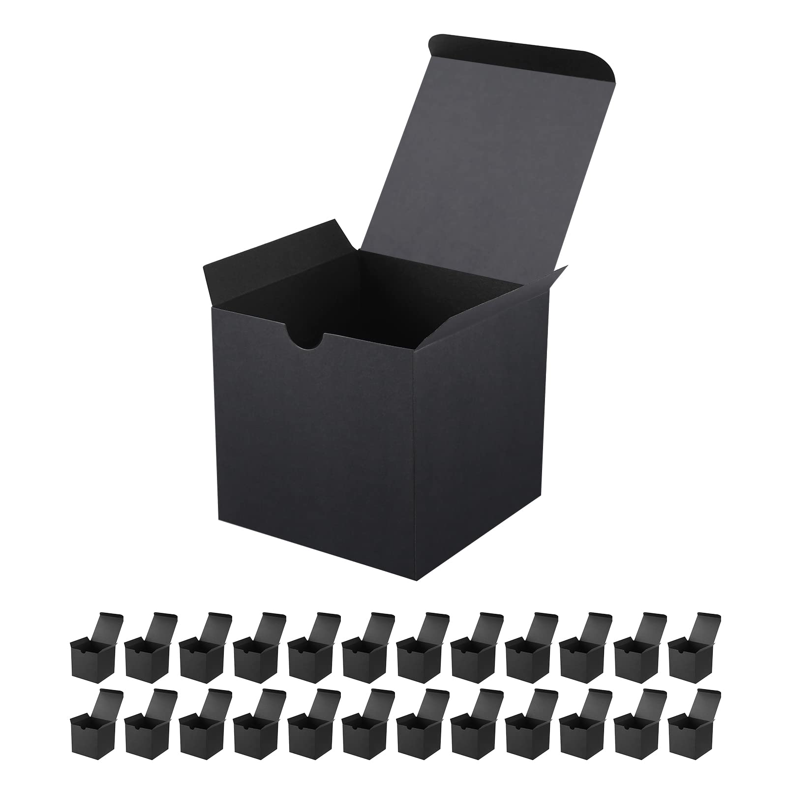 JINMING 25 Small Gift Boxes 3x3x3 Inches, Gift Boxes with Lids, Matte Black Gift Boxes Bulks for Cupcake, Candy, Birthday, Groomsman Proposal Boxes for Light Gifts