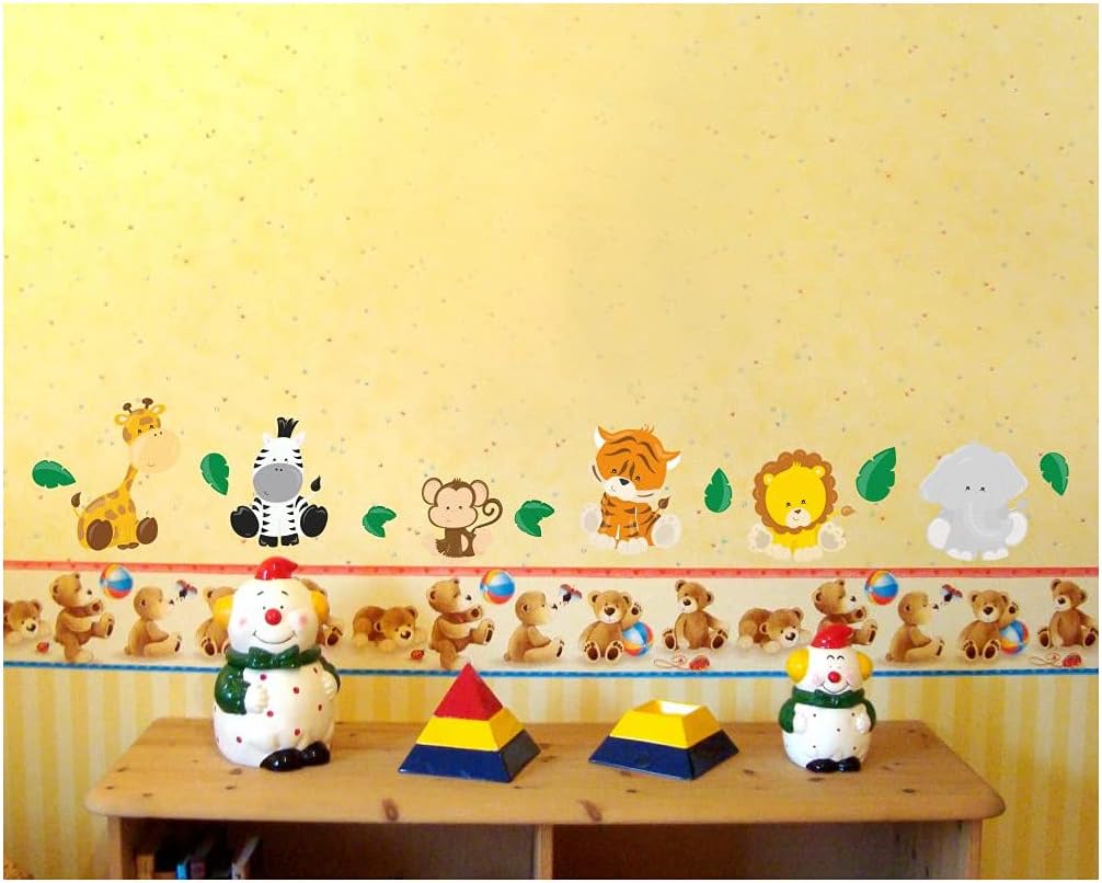 Samunshi® Wall Sticker Set 14 Piece Jungle Animals Lion Giraffe Monkey Nursery Baby Room, multicoloured, 2x 21x34cm - Image 4