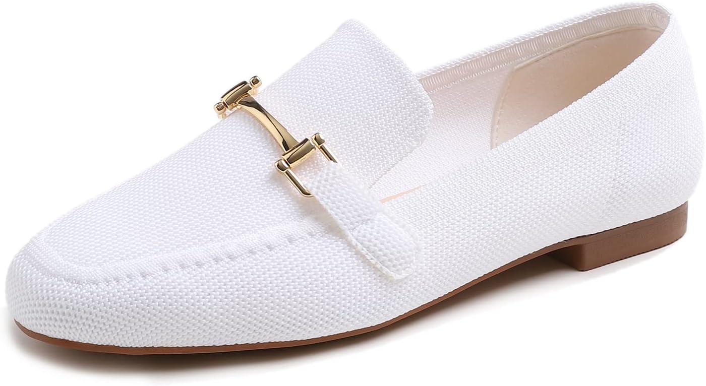 White Loafer Knit With Metal Trim