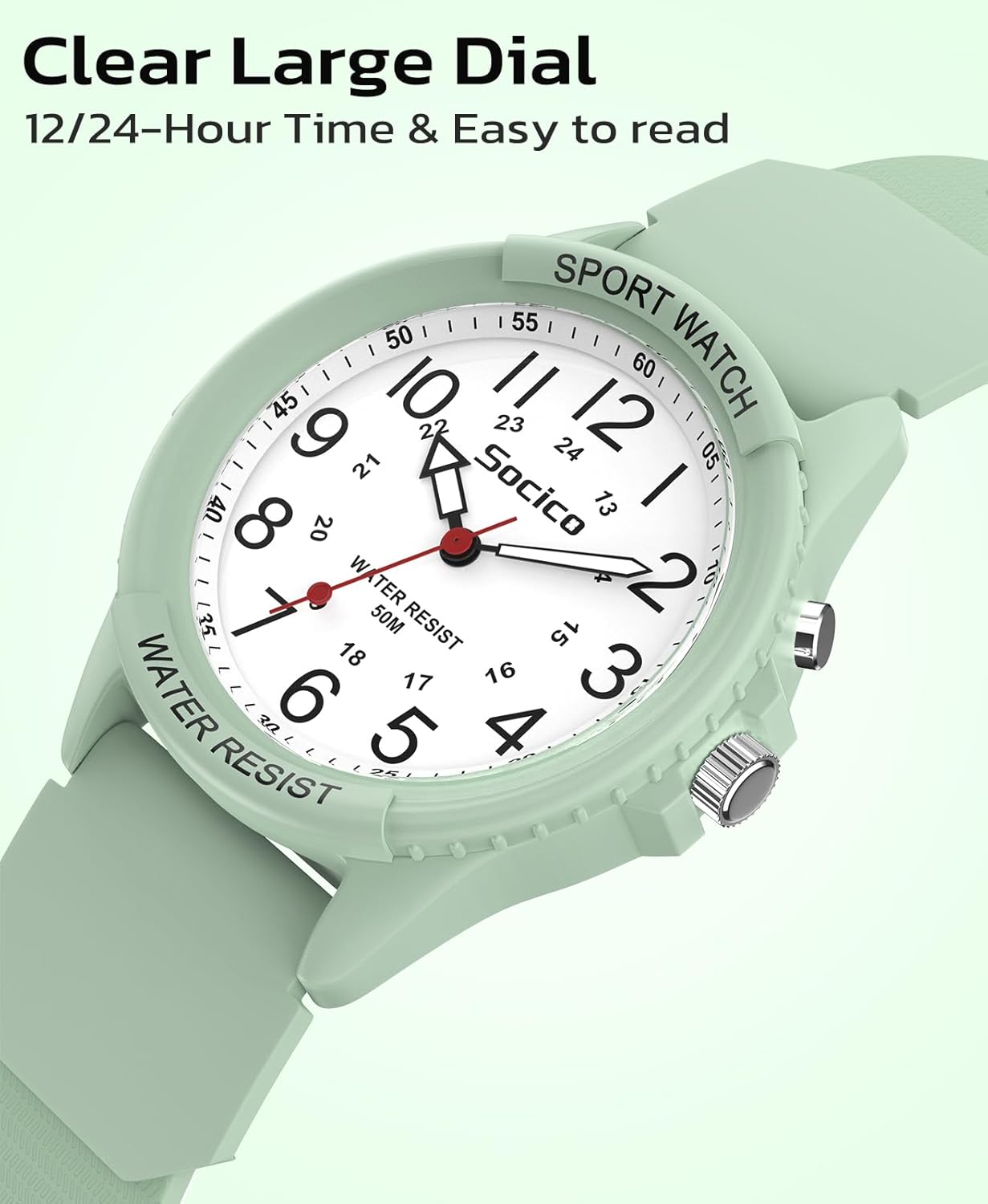 Watch for Men Women Big Face Classic Analog Quartz Sports Backlight Unisex Waterproof Nurse Watch for Medical Army Military Time with Second Hand Easy to Read Casual Wristwatch - Image 4