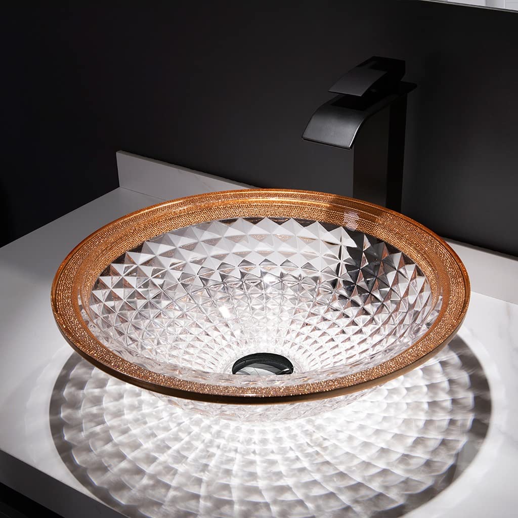 Lavabo Da Bagno Lavabo Da Appoggio Per Bagno Lavabo Da Appoggio Per Bagno Con Bordo Arancione In Vetro Temperato Lavabo Rotondo In Vetro Artistico Lavabi Da Appoggio Per Bagno,Sink Only One Size