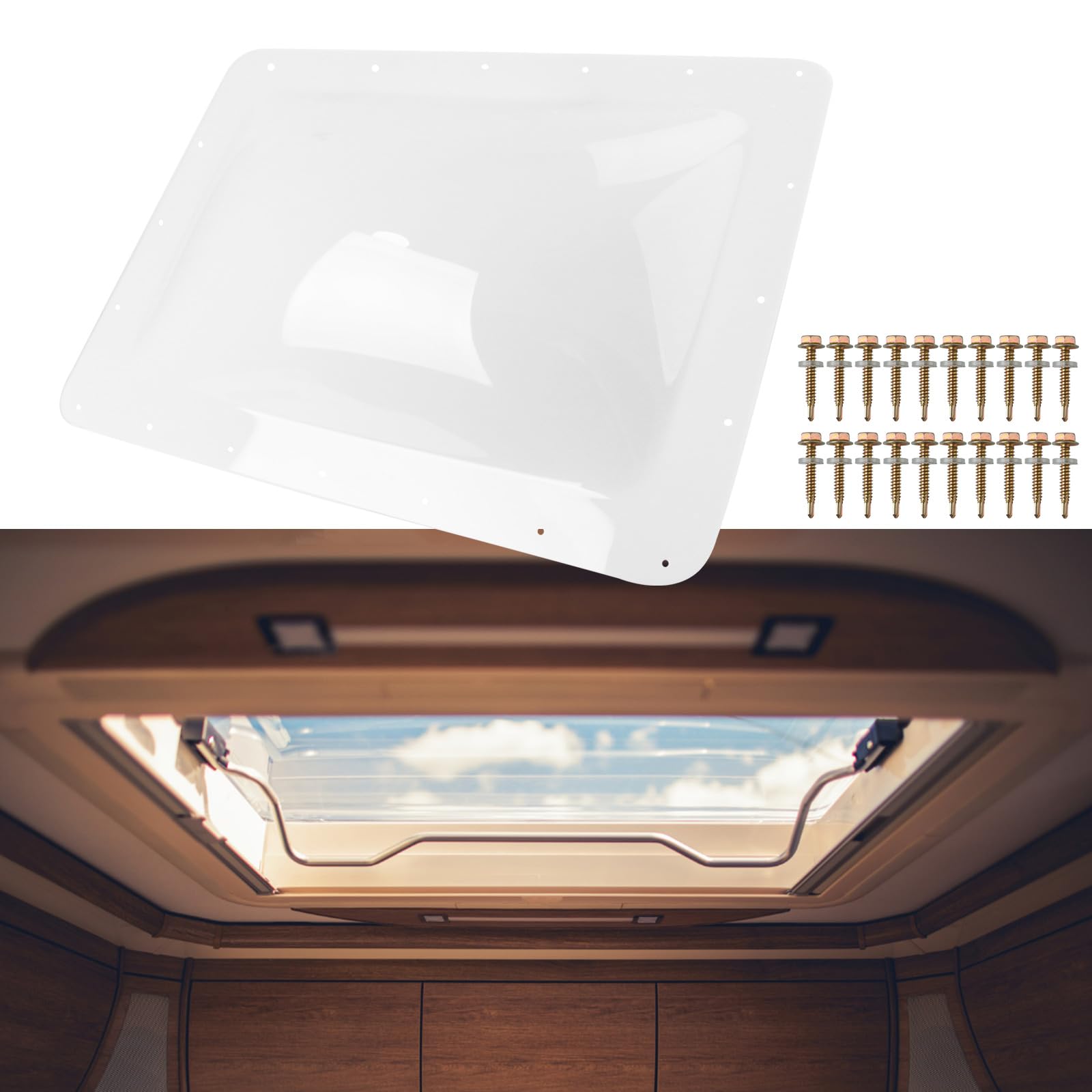 PACEWALKER RV Skylight Cover RV Skylight Outer Dome,18"x26"OD Universal Skylight Fits All Standard 14"x 22"UV Resistant Shatterroof for Camper Trailer Roof Skylight, PC Plastic, Cream