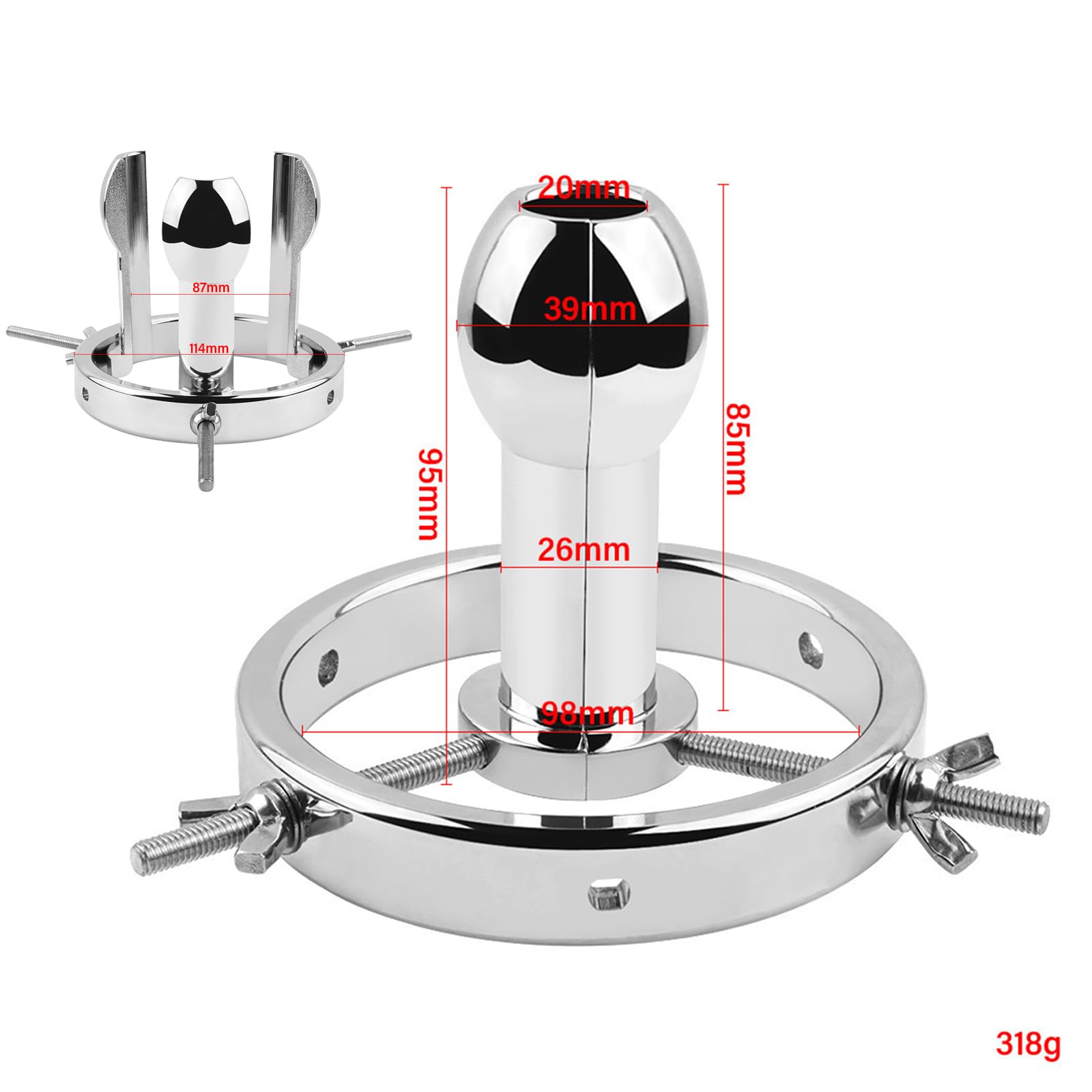 AMAZBEE Plug anale in acciaio inox espansione vaginale per le donne culo formazione Kit di stretching regolabile adulti SM giocattoli del sesso per le coppie (L)