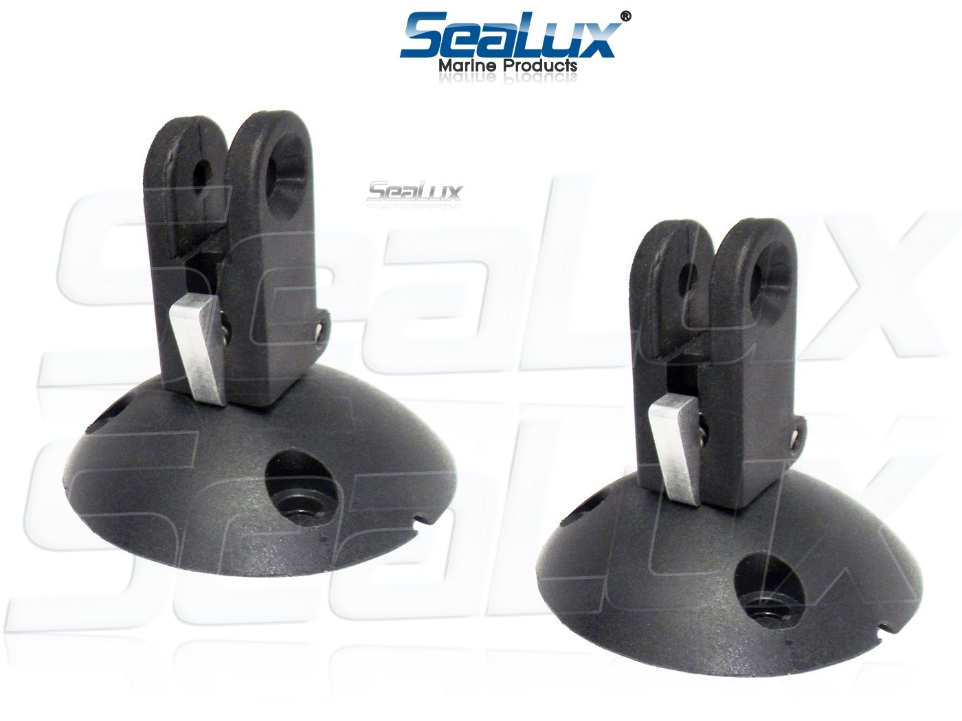 SeaLux Marine Black Plastic Quick Release Round Base Surface Mount Bimini Top Hinge/Fitting-Accon Marine 406 (2 Sets)