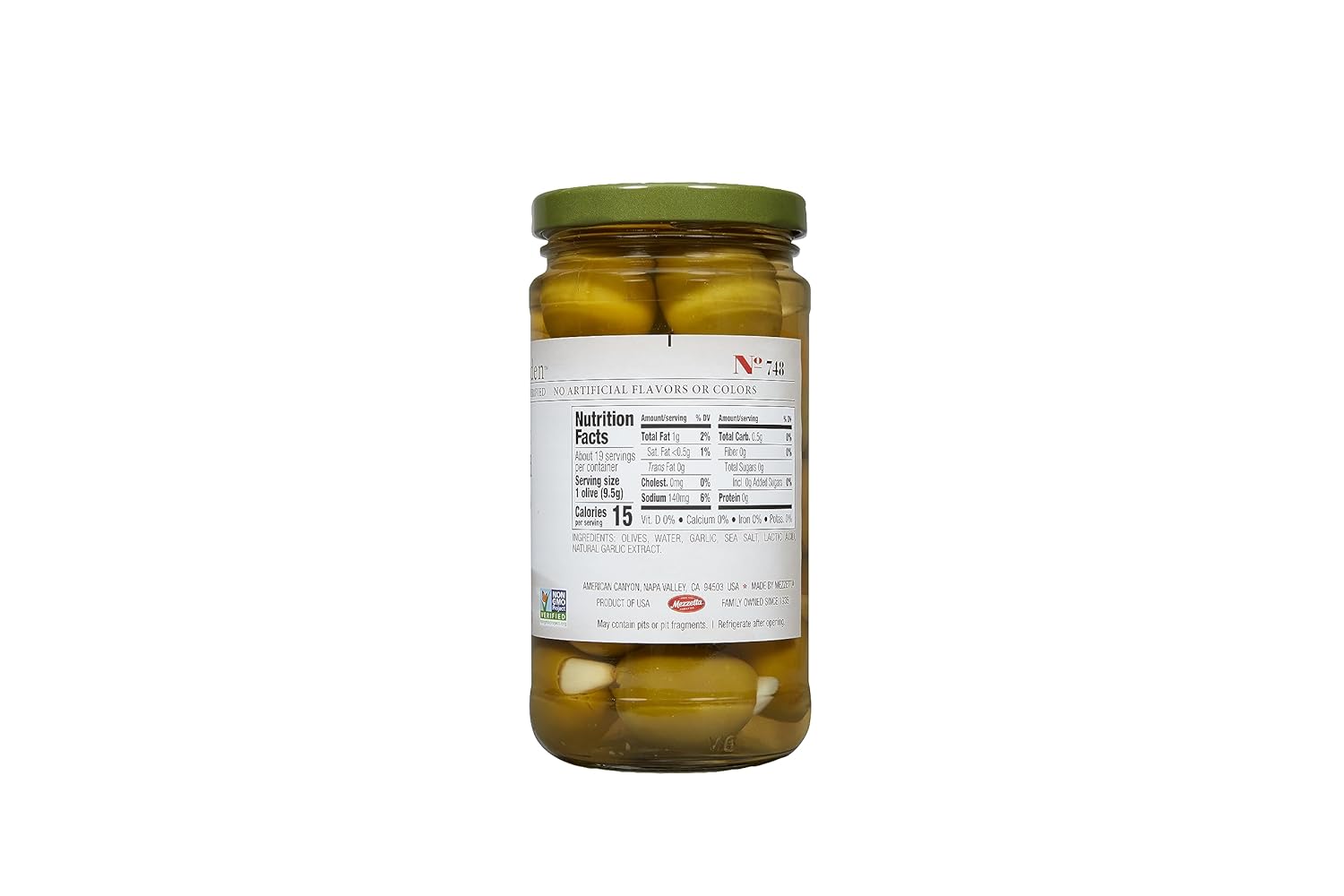 Jeff's Garden Savory Garlic Stuffed Olives | Non-GMO, Gluten Free, Keto, Vegan | 7.5 Ounce Drained Weight Jar (Pack of 6)
