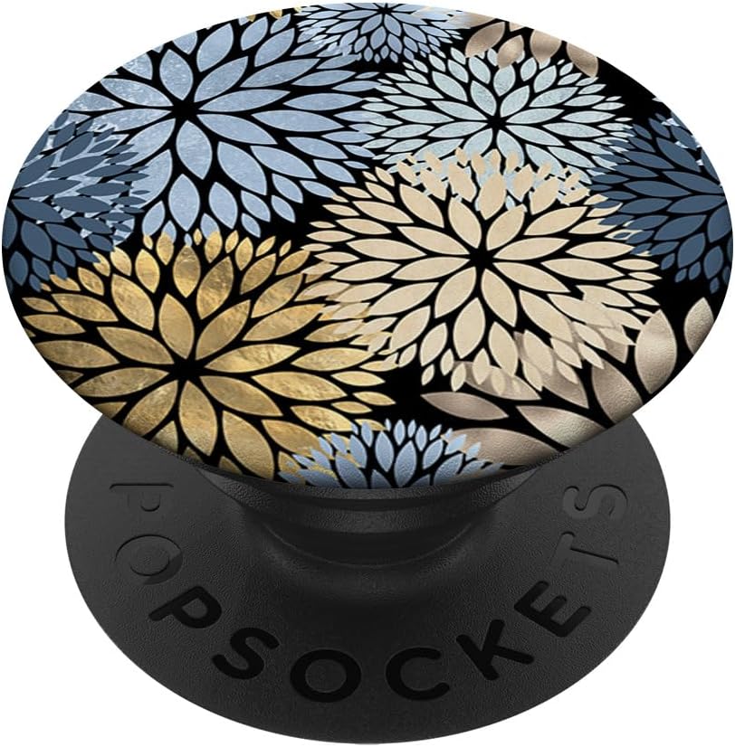 Dahlia Floral Flowers Blue Yellow Pink Grey Trendy Spring PopSockets PopWallet for MagSafe