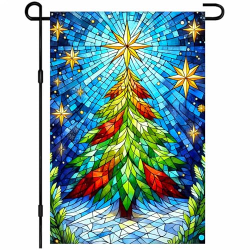 Image of BlissYard Christmas Christmas Tree Garden Flag 12x18 Inch Polyester