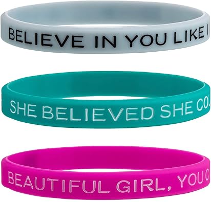 Sainstone Inspirational Silicone Bracelets for Women with Motivational Engraved Mantra - Positive Saying Personalized Thin Size Rubber Wristbands Gifts for Her Women Mom Teens