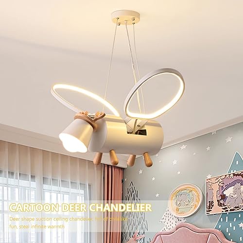 Miniatura 2 de Candelabros con forma de ciervo de dibujos animados luz blanca para niños lámpara moderna de metal y madera con pantalla de lámpara acrílica altura