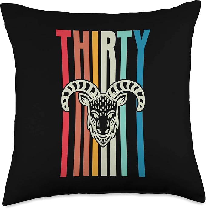Retro Vintage Style Aries Sign 30th Birthday Party Supply Throw Pillow