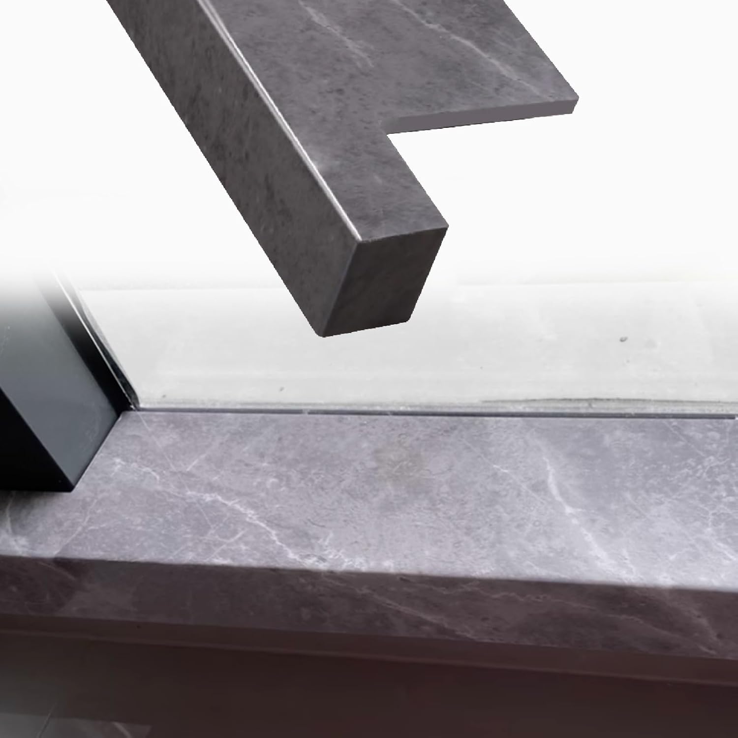 Marble Texture Window Sill Protectors - Dark Gray Ledge Covers, Mirror Finish Nosing Board for Balcony, Non-Rust, 160x10cm / 63x3.9in, Durable & Stylish