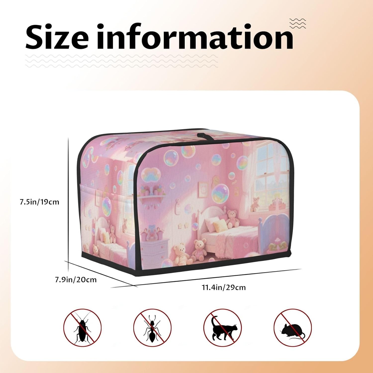Colored bubbles Toaster Cover 2 Slice, Waterproof Bread Machine Covers with Pockets Universal Size Kitchen Small Appliance Cover with Handle, Dust and Fingerprint Protection