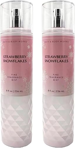 Miniatura 5 de Bath & Body Works Strawberry Snowflakes - Set de regalo de fragancia fina de 8 onzas, paquete de 2 (copos de nieve de fresa) 8 onzas líquidas