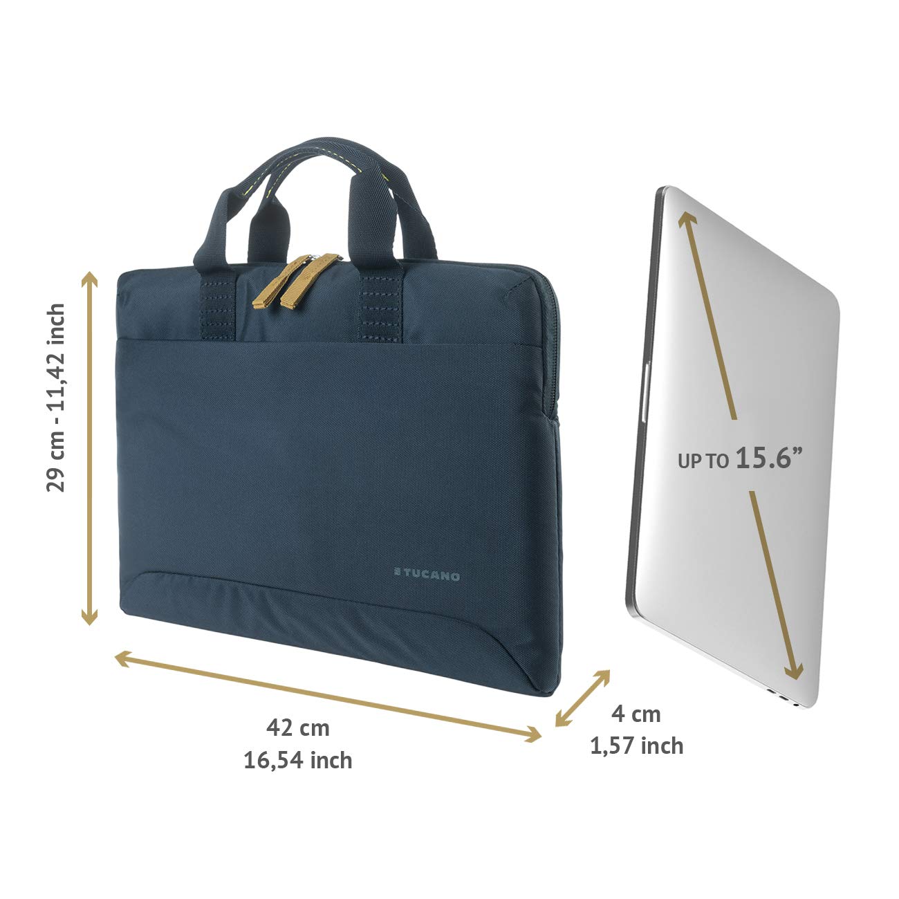 Tucano BSM15-B Smilza smukła torba na laptopa z nylonu, 39,64 cm (15,6 cala) ciemnoniebieska
