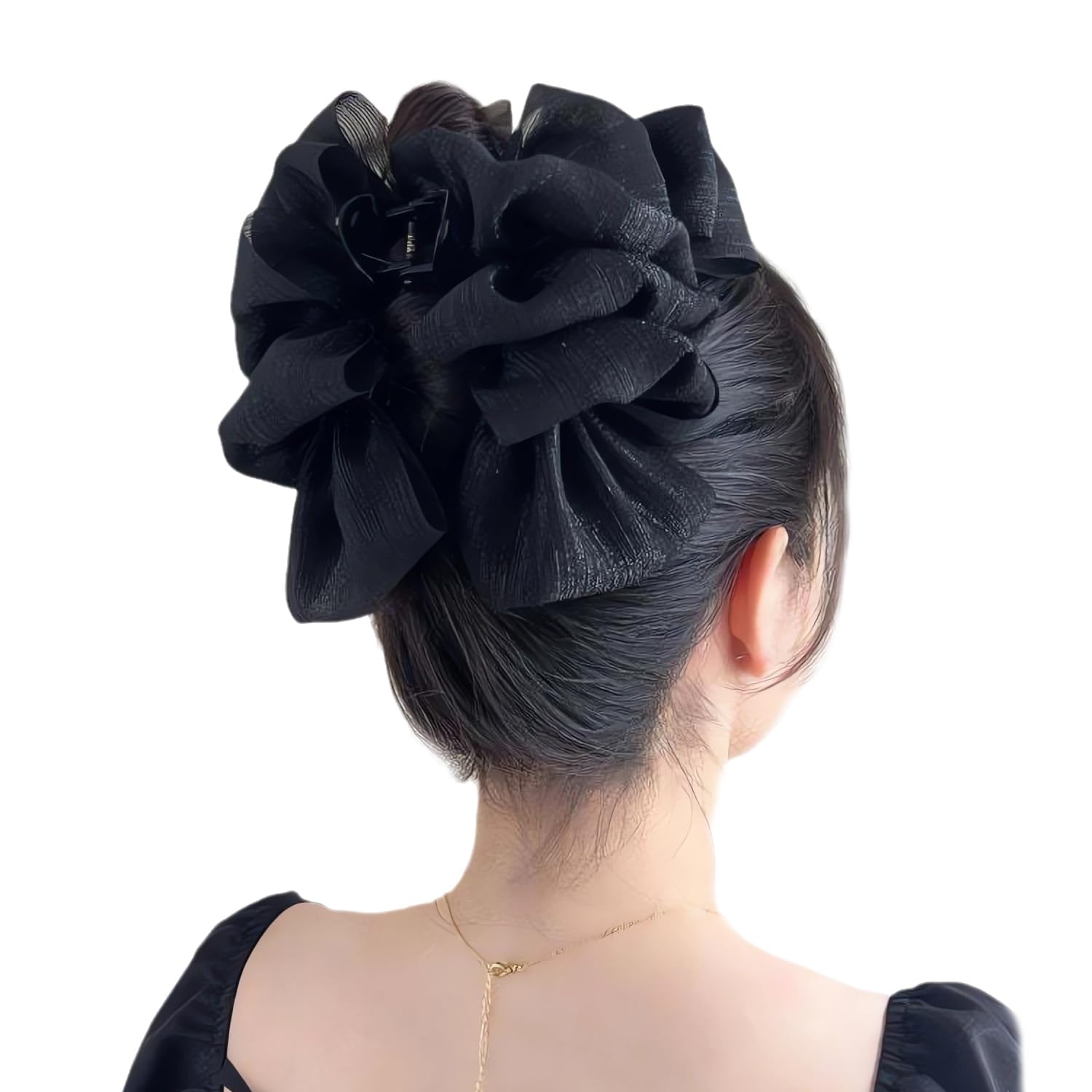 Clip de pasador francés de satén sedoso con lazo grande para mujer, lazo de seda de gasa, clips de burbujas en capas de tul esponjoso, accesorios