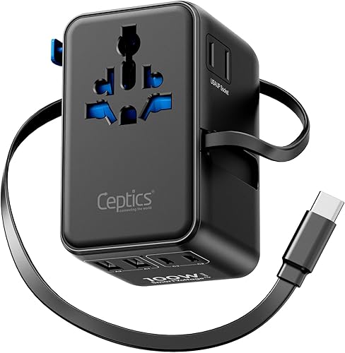 Vista 10 de Ceptics Japón, Filipinas Juego de adaptadores de enchufe de viaje de energía, 20 W PD y QC, USB dual seguro y USB-C 3.1A - 2 enchufes USA - Compacto