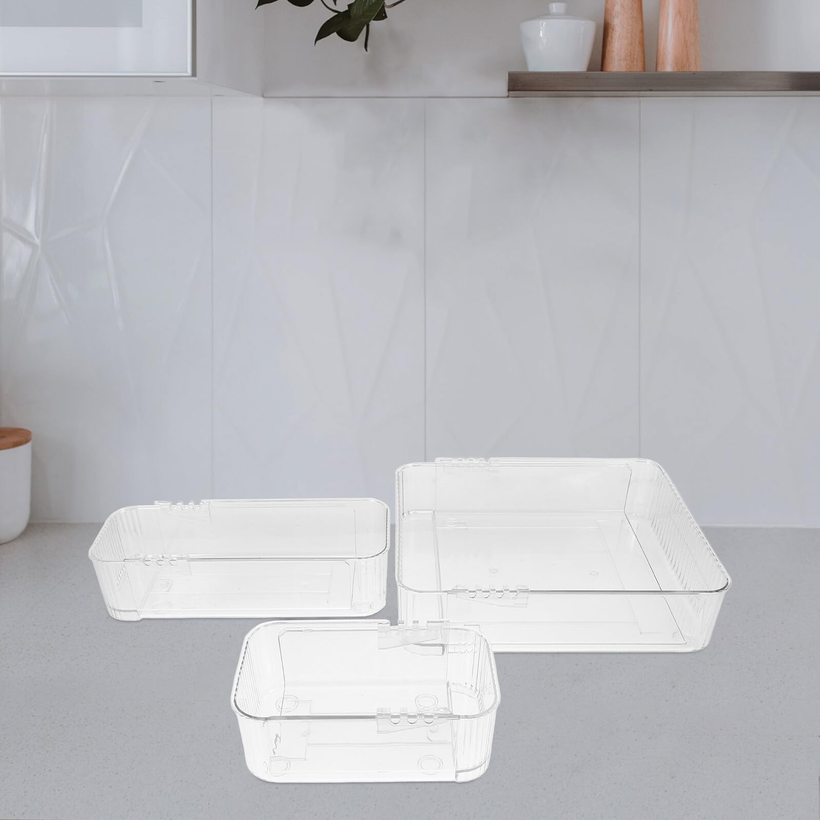 Garneck 3 Piezas Organizadores Transparentes para Divisores de Almacenaje de Pet Bandejas para Cubiertos y Oficina Fácil Limpieza y Uso Cocina y Escritorio