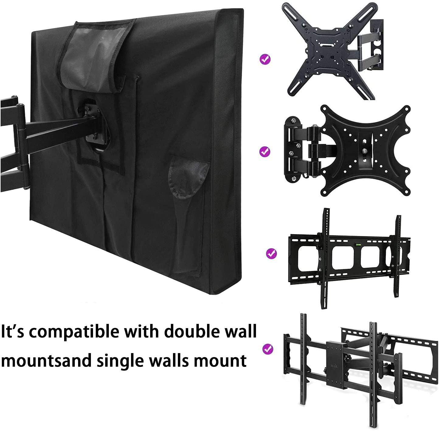 Housse de protection pour télévision extérieure avec face avant transparente 600D, Oxford imperméable, ensemble tout compris, protection anti-poussière pour écran, poche pour télécommande (140