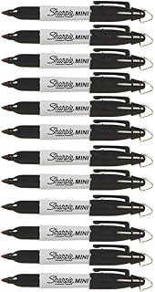 Sharpie Mini Permanent Markers with Golf Keychain Clips, Fine Point, Black Ink, 12-Pack