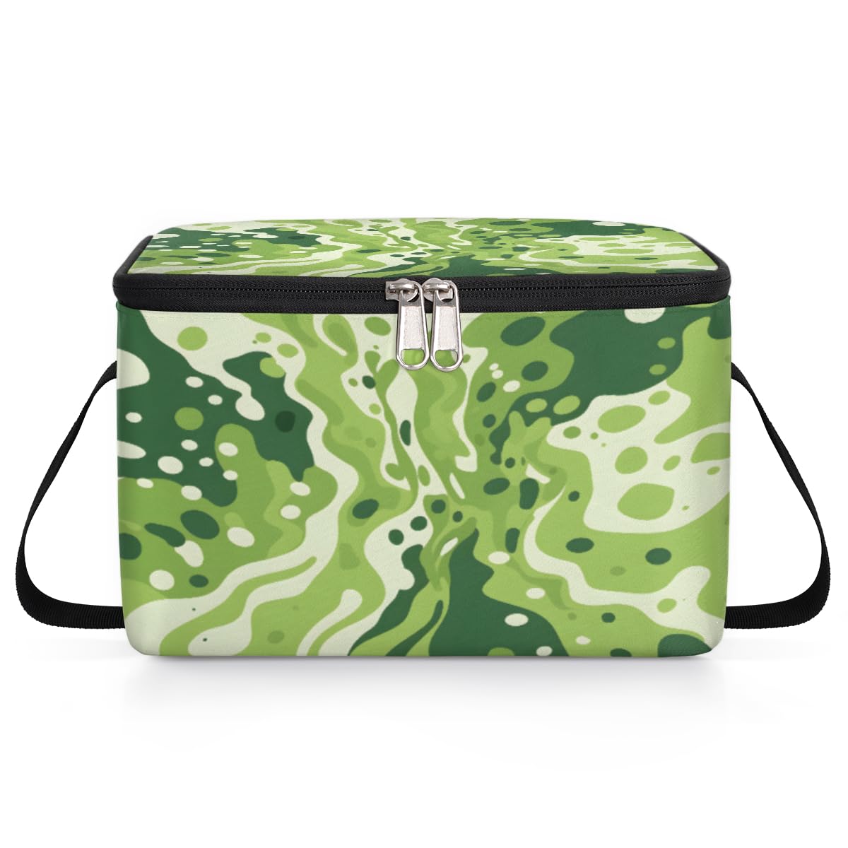 Fashion Camouflage Green Lunch Bags for Women Men 9 Cans, Hot & Cold Food Delivery Bag Insulated Grocery Bag Insulated Lunch Box Camo Pattern Cooler Bag for Office Work Picnic Beach