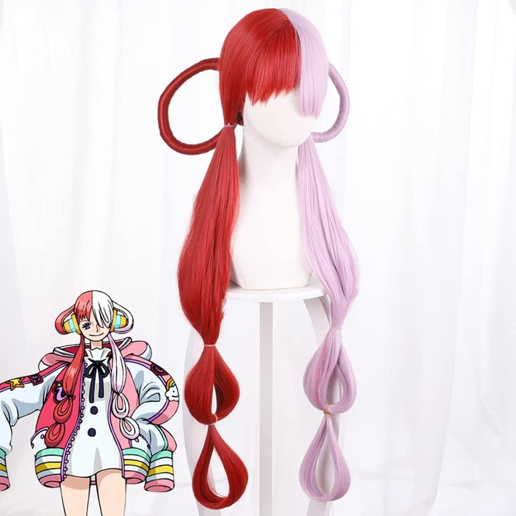 Anime One Piece Film Uta Parrucca Metà Rosso e Viola Copricapo Shanks Figlia Parrucche di Un Pezzo Donna Ragazza Anime costume oggetti di scena