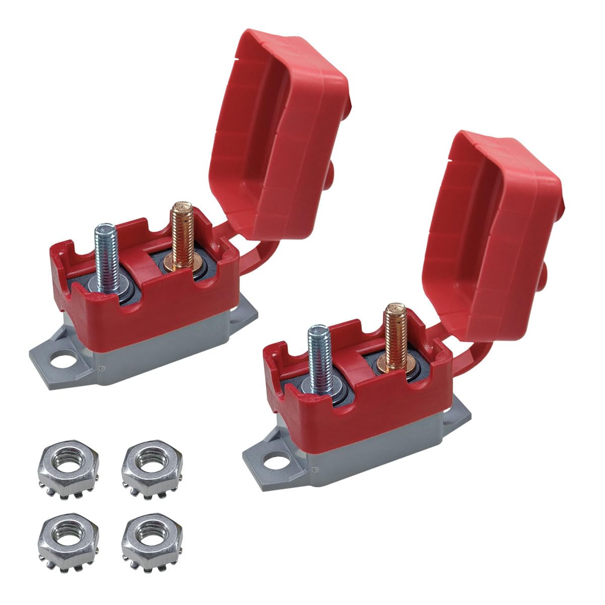 2PCS DC 12V-24V Automatic Reset Circuit Breaker with Cover Stud Bolt, 50A Car Current Overload Protector for Car, RV, Bus, Truck, Car Engine, Battery Charger and More (50A)-image-47