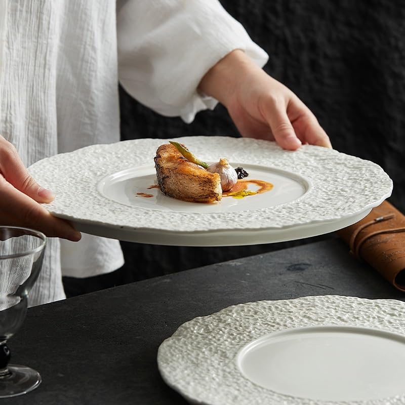Assiettes Service de Table Assiette plate en céramique à motif rocheux, assiette de cuisine occidentale, ménage(S)