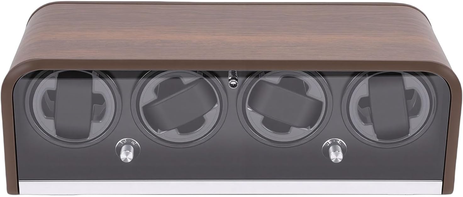 AMONIDA Automatic Watch Winder, Mechanical Watch Winding Box with LED Light and 5 Modes, for Diverse Mechanical Brands and Well Care (4 Positions) (4 Positions)