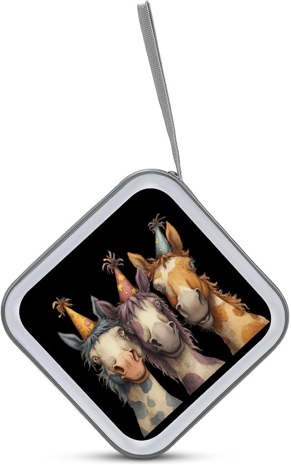 Three Silly Horses Party Portable CD Case Holder DVD Disc Wallet Storage Binder Organizer for Car Travel image 3