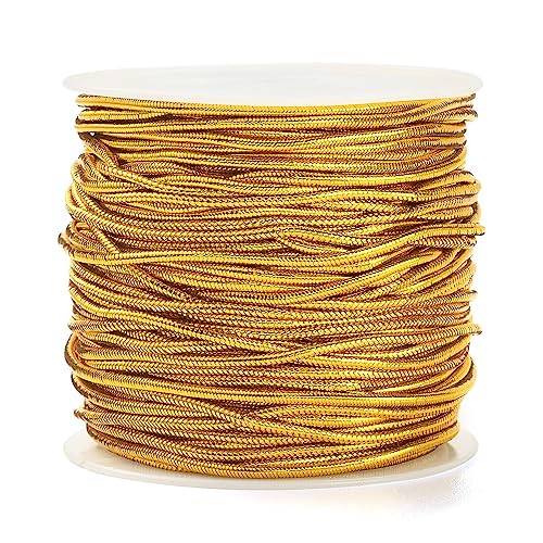 UR URLIFEHALL 21 Yards/20m x 1mm Elastic Bracelet String Cord Gold Stretch Bead Cord for Bracelets Necklace Jewellery Making Crafts