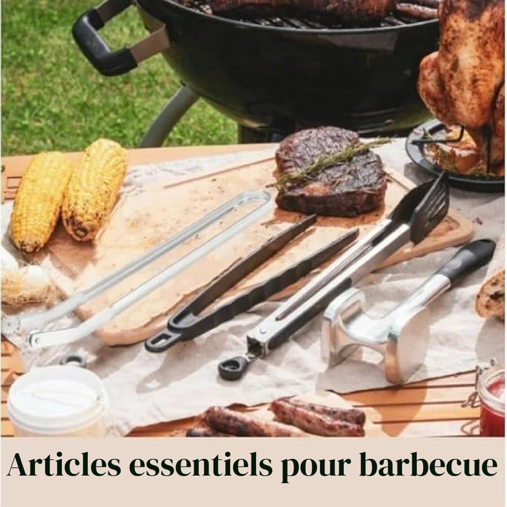 Pince à tourner les saucisses pour barbecue en acier inoxydable, pince à griller rotative