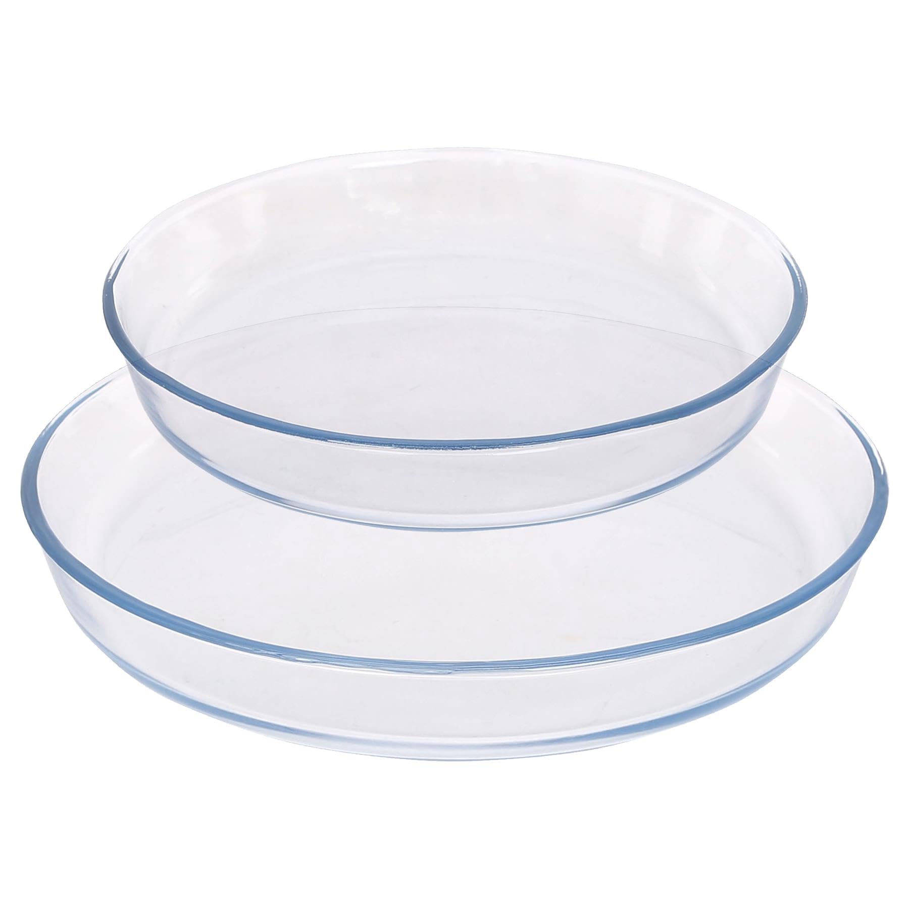 Argon Tableware Plat à Four Rond en Verre Set - 2 Tailles - 2pc Profond Pâtisserie Casserole Lasagne Grillage Rôtissoire Plateau de Cuisson Bol | Compatible Micro-ondes et Congélateur