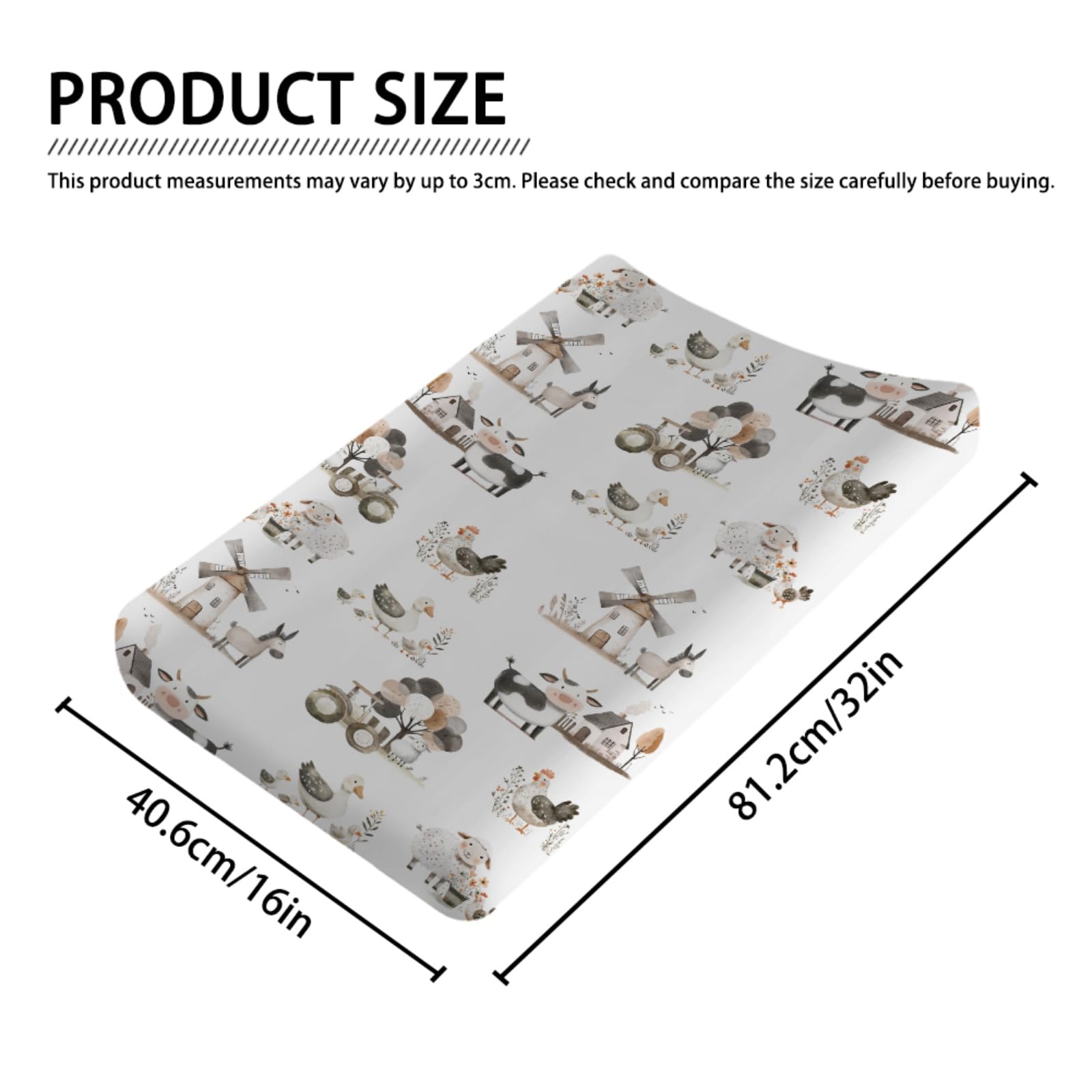 Boho Farm Animals Baby Changing Pad Covers for Boy Girl 32''x16'' Cow Chicken Duck Lamb Donkey Barn Windmill Flower Fitted Diaper Change Table Mats Spring Farm Life Soft Nursery Changing Table Sheets