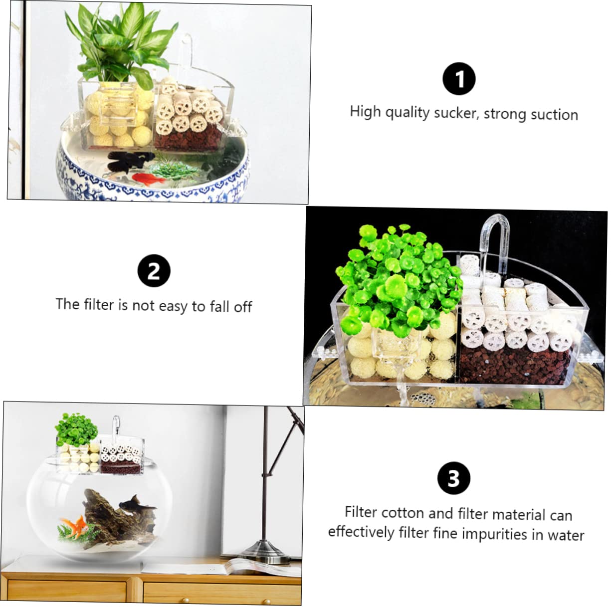 Aquariumpumpe mit Tauchpumpe für Niedrigen Wasserstand Eckfilter für Aquarien Aquarium-Filter mit Mehrschichtigem Filtermaterial Geeignet für Aquarien