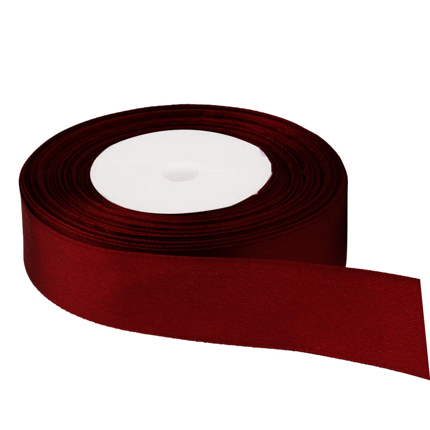 Trimming Shop 25mm Burgundy Double Sided Satin Ribbon, 25 Metres
